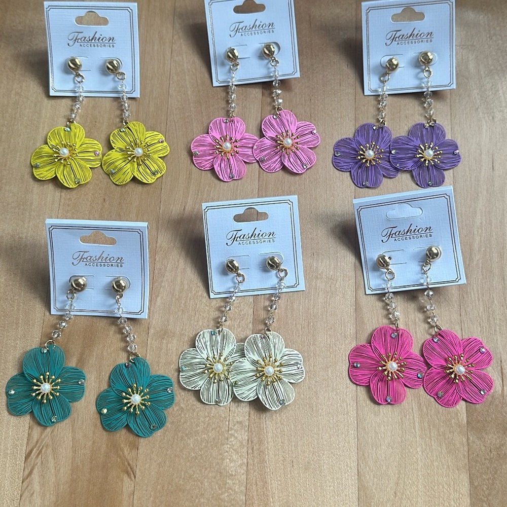 Floral Drop Earrings - Multicolor Set